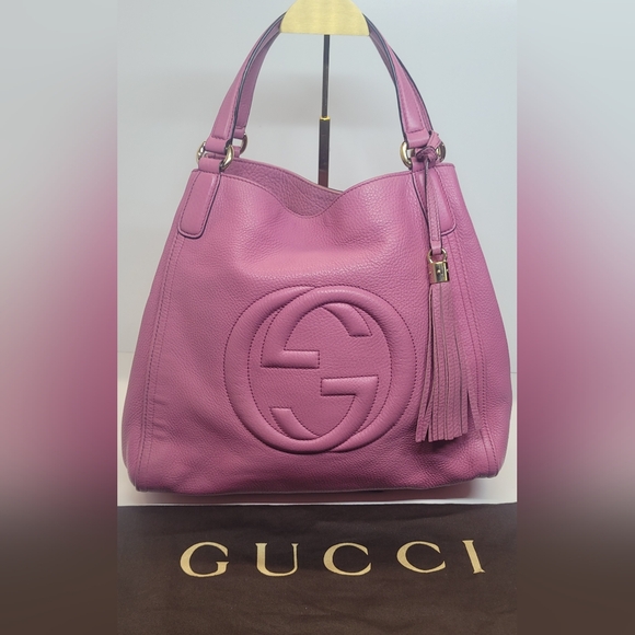 Gucci Pink Pebbled Leather Soho Shoulder Bag - Picture 2 of 14